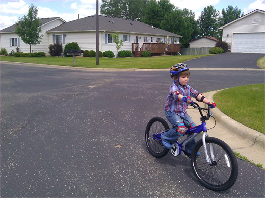 Owen rides a bike
